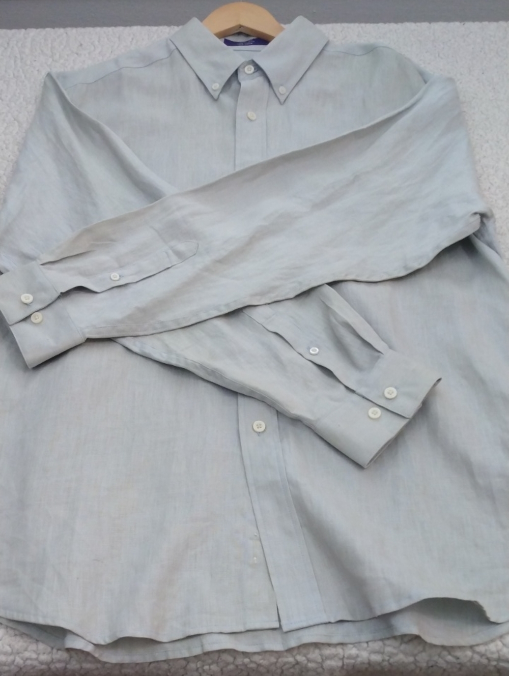 NWT Alan Flusser Light Silver/Gray Linen Long Sleeve Summer Shirt (Large)